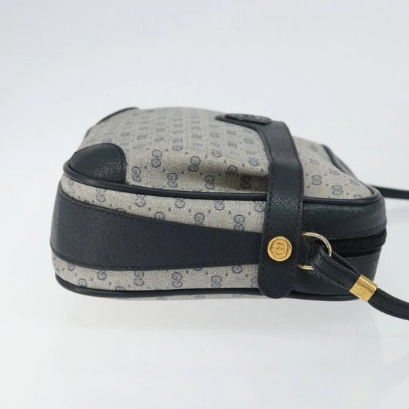 GUCCI Micro GG Canvas Shoulder Bag PVC Leather Navy - Picture 7 of 16